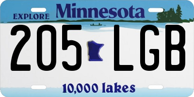 MN license plate 205LGB