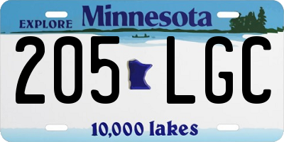 MN license plate 205LGC