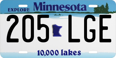 MN license plate 205LGE