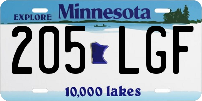 MN license plate 205LGF