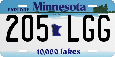 MN license plate 205LGG