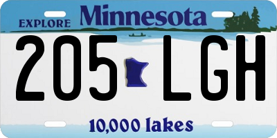 MN license plate 205LGH