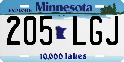 MN license plate 205LGJ