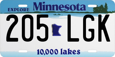 MN license plate 205LGK