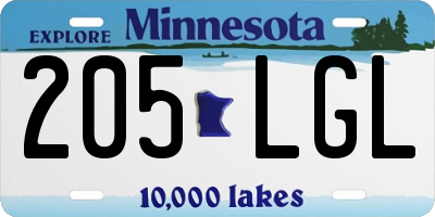 MN license plate 205LGL