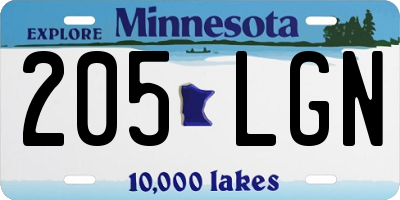 MN license plate 205LGN