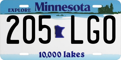 MN license plate 205LGO