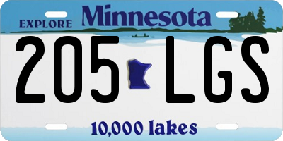 MN license plate 205LGS