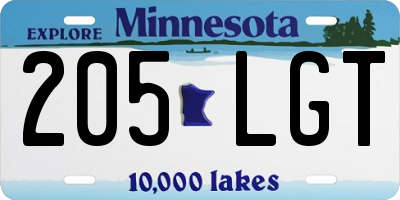 MN license plate 205LGT