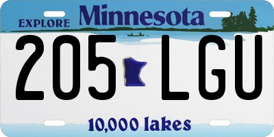 MN license plate 205LGU