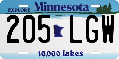 MN license plate 205LGW