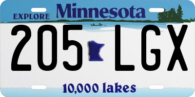 MN license plate 205LGX