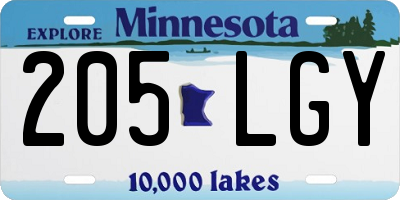 MN license plate 205LGY