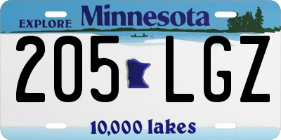 MN license plate 205LGZ