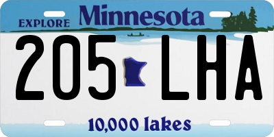 MN license plate 205LHA