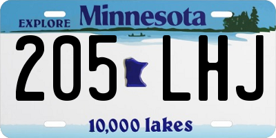 MN license plate 205LHJ