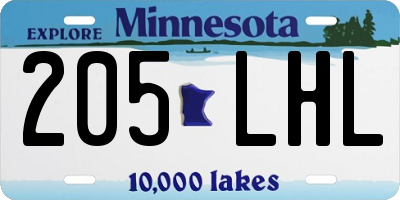 MN license plate 205LHL