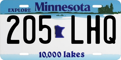 MN license plate 205LHQ