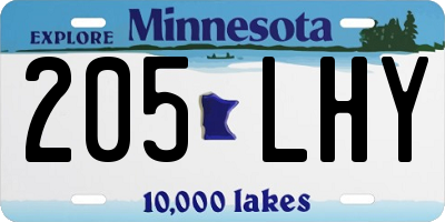 MN license plate 205LHY