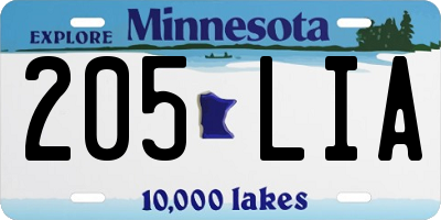 MN license plate 205LIA
