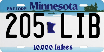 MN license plate 205LIB
