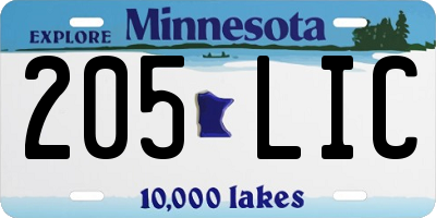 MN license plate 205LIC