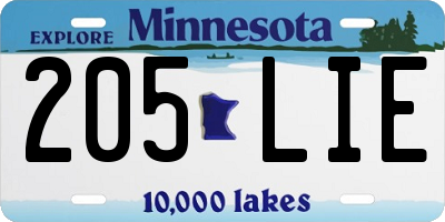 MN license plate 205LIE
