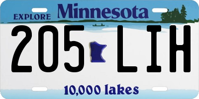 MN license plate 205LIH