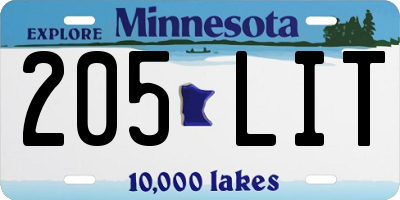 MN license plate 205LIT