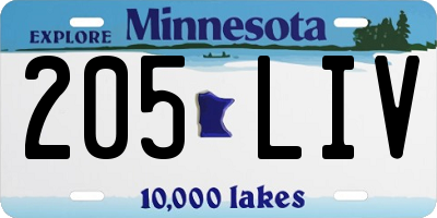 MN license plate 205LIV
