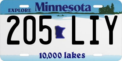 MN license plate 205LIY