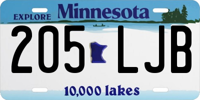 MN license plate 205LJB