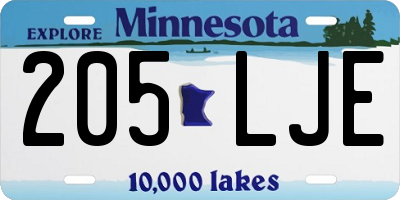 MN license plate 205LJE