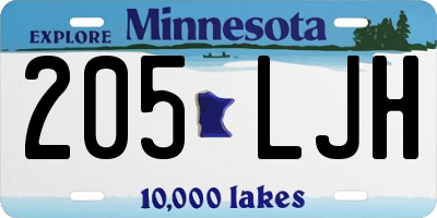 MN license plate 205LJH