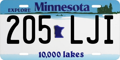 MN license plate 205LJI