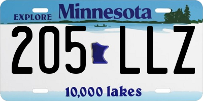 MN license plate 205LLZ
