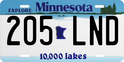 MN license plate 205LND