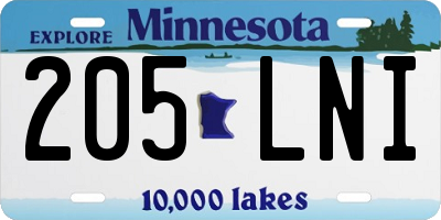 MN license plate 205LNI