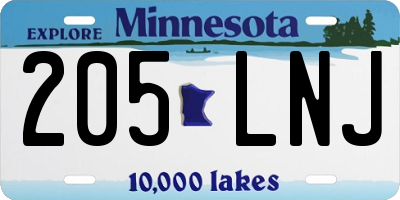 MN license plate 205LNJ