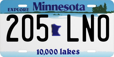 MN license plate 205LNO