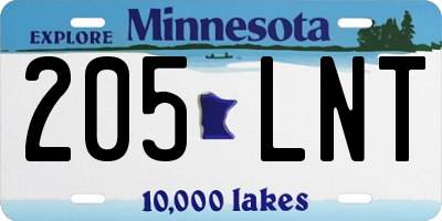 MN license plate 205LNT