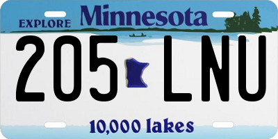 MN license plate 205LNU