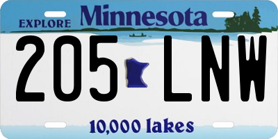MN license plate 205LNW