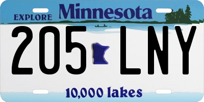 MN license plate 205LNY
