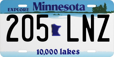 MN license plate 205LNZ