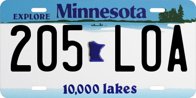 MN license plate 205LOA