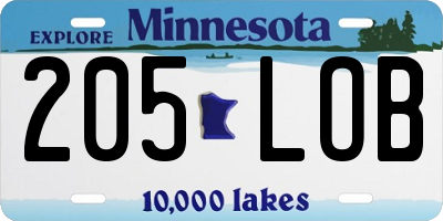 MN license plate 205LOB