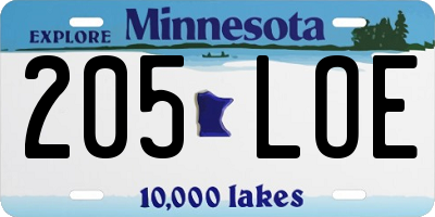 MN license plate 205LOE