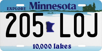 MN license plate 205LOJ