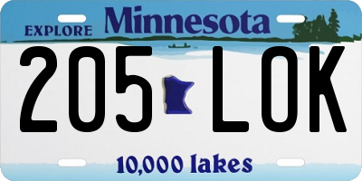 MN license plate 205LOK